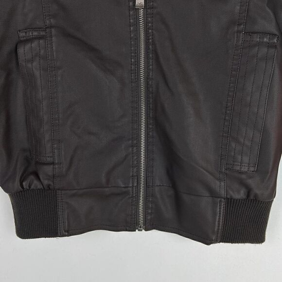 New XRAY Jeans Men US S Brown Faux PU Leather Biker Jacket Zipper Coat - Picture 16 of 17
